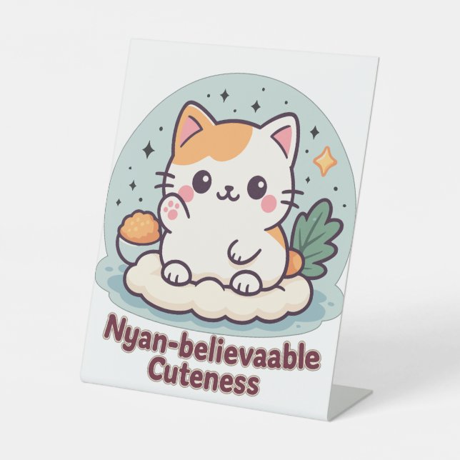 Signe De Table Cutesse Nyan crédible - Cute Kawaii Cat (Recto)