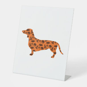 Signe De Table Dachshund Citrouille Witch Bat Drôle Halloween Éff