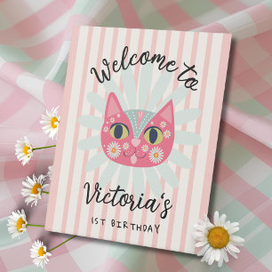 Signe De Table Daisy Kitty Visage Purr-fect fête d'anniversaire