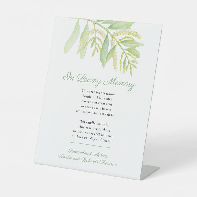 Signe De Table Dans la mémoire aimée aquarelle eucalyptus mariage (Recto)