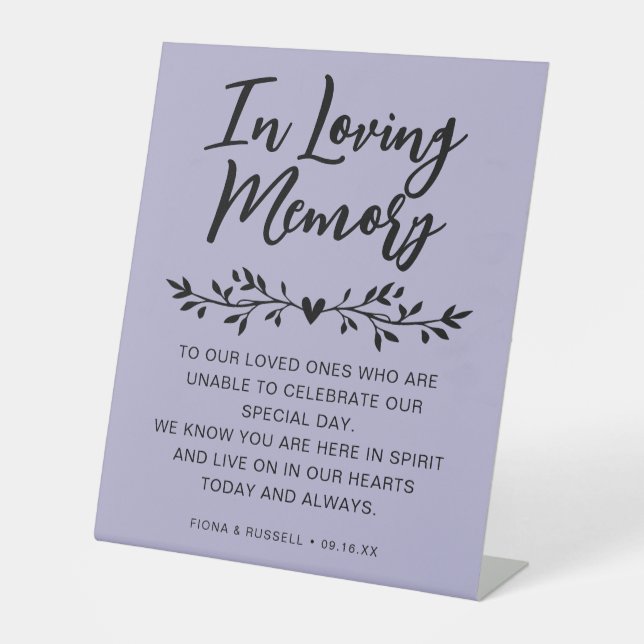 Signe De Table Dans le Mariage de mémoire aimer personnalisé (Recto)