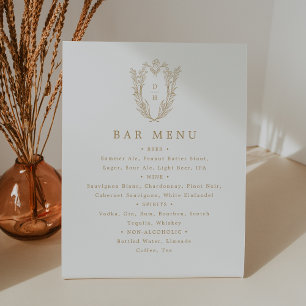 Signe De Table DAPHNE Classic Gold White Mariage Bar Menu Sign