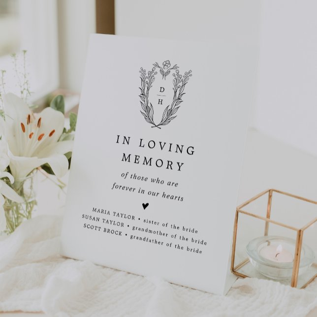 Signe De Table DAPHNE Élégant dans l'amour mémoire Mariage Memori (DAPHNE Elegant In Loving Memory Wedding Memorial Pedestal Sign)