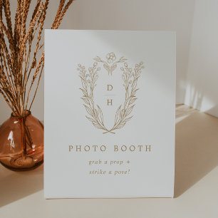 Signe De Table DAPHNE Gold Blanc Floral Crest Mariage Photo Booth