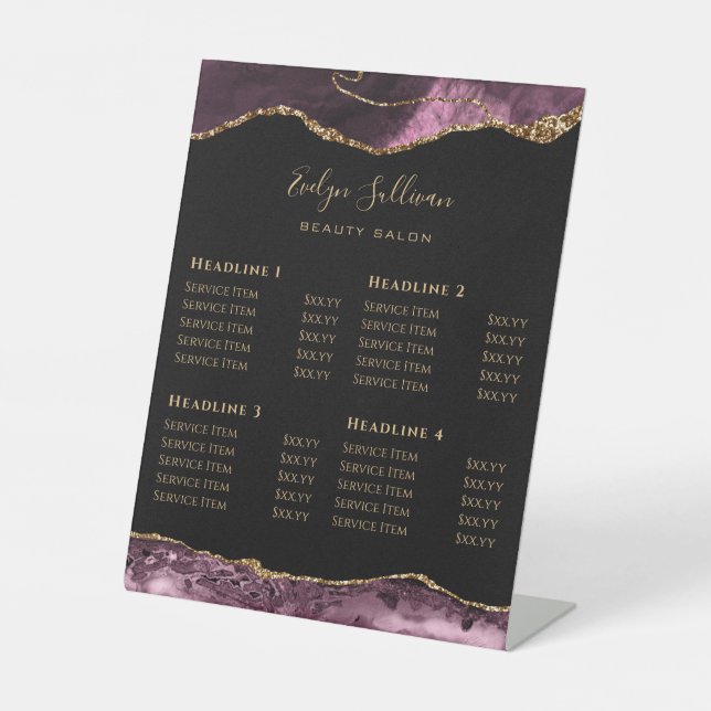 Signe De Table Dark Mauve Agate Beauté Salon Tarifs (Recto)