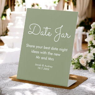 Signe De Table Date Jar Green White Wedding shower