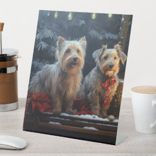 Signe De Table Décor de Noël de Terrier australien Snowy Sleigh
