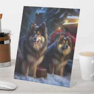 Signe De Table Décor de Noël Lapphund Snowy Sleigh