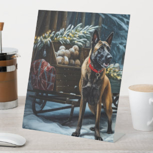 Signe De Table Décor de Noël Traîneau enneigé Malinois Belge