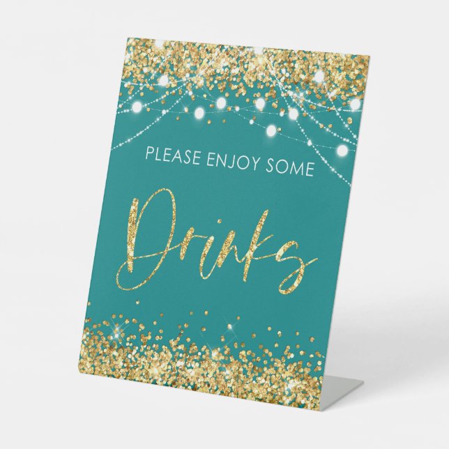 Signe De Table Décor turquoise Gold Drink Party (Recto)