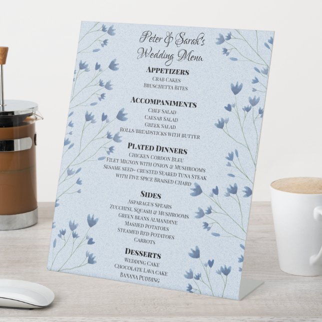 Signe De Table Délicat Fleur sauvage bleu foncé Mariage romantiqu (In SItu)