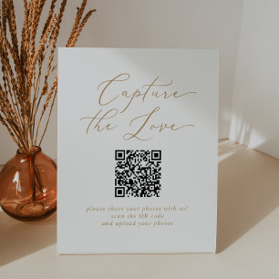 Signe De Table Délicat Gold Capture The Love QR Code Mariage