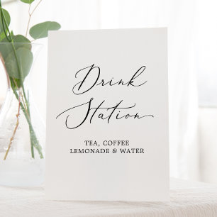 Signe De Table Delicate Black Calligraphy Mariage Drink Station