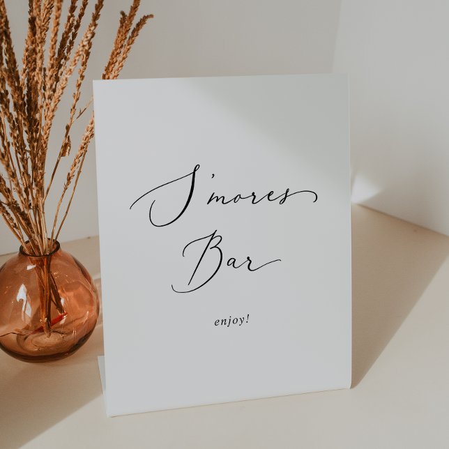Signe De Table Delicate Black Calligraphy Mariage S'mores Bar (Créateur téléchargé)