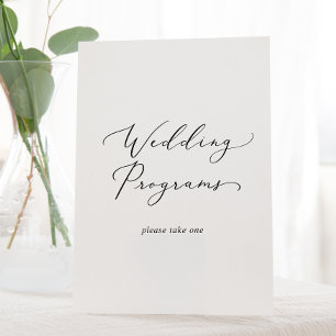Signe De Table Delicate Black Calligraphy Programmes de mariage