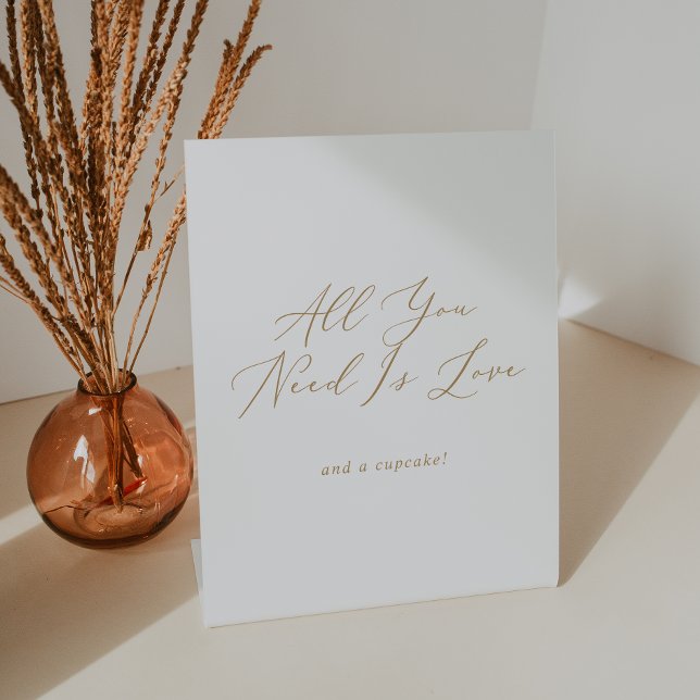 Signe De Table Delicate Gold Calligraphy Mariage Cupcake (Créateur téléchargé)