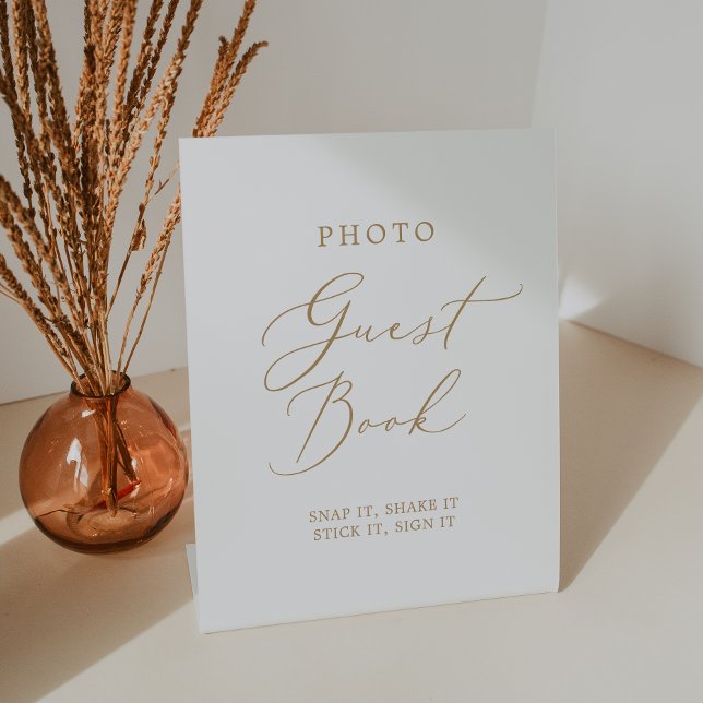 Signe De Table Delicate Gold Calligraphy Mariage Photo Livre d'in (Créateur téléchargé)