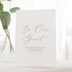 Signe De Table Delicate Gold Calligraphy Soyez Notre Livre D'Invi