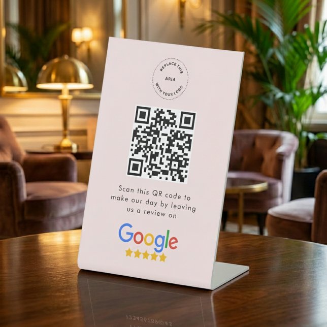 Signe De Table Demande d'avis Google | Code QR Logo Entreprise Ro (Créateur téléchargé)