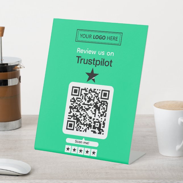 Signe De Table Demande de révision Trustpilot avec code QR numéri (In SItu)