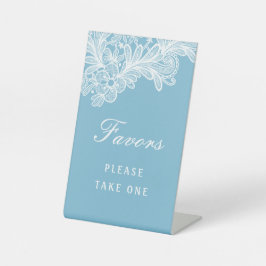 Signe De Table Dentelle blanche sur Pastel Blue Favors