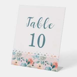 Signe De Table Dentelle florale rose pâle Élégante calligraphie d