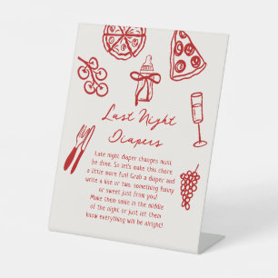 Signe De Table Dernier Night Diapers Pizza Baby shower Jeu
