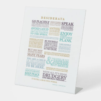 Signe De Table Desiderata Prose par Max Ehrmann
