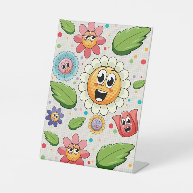 Signe De Table Design arrière - plan transparent avec fleurs colo (Recto)