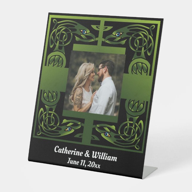 Signe De Table Design Celtique irlandais traditionnel vert (Recto)