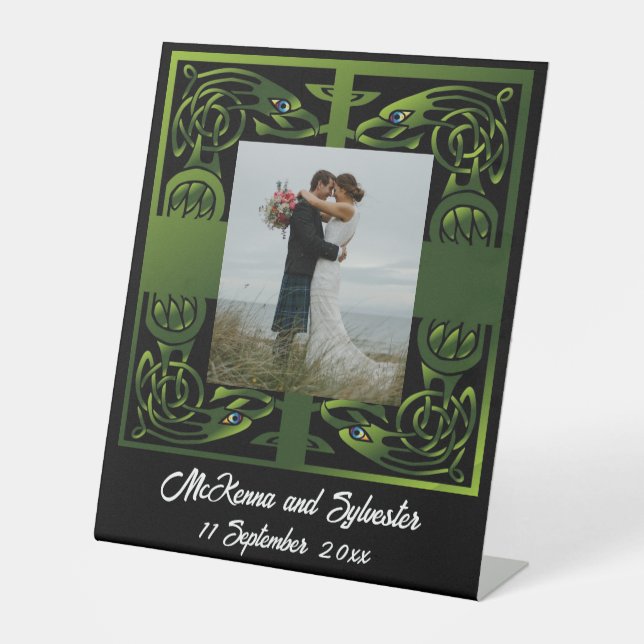 Signe De Table Design Celtique irlandais traditionnel vert (Recto)