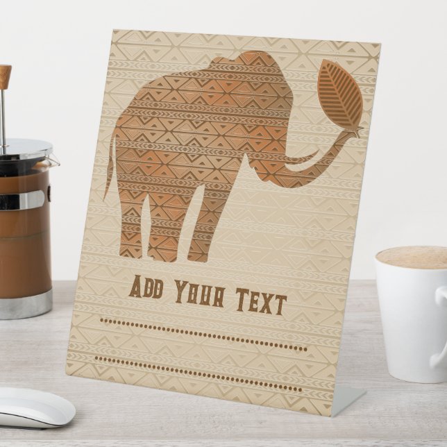 Signe De Table Design d'art tribal des éléphants (In SItu)