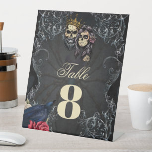Signe De Table Design mariage gothique foncé avec crânes