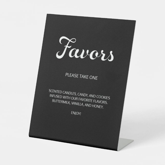 Signe De Table Design moderne Script minimal Faveurs Mariage noir (Recto)