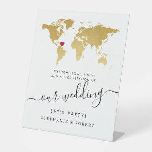 Signe De Table Destination Mariage Monde Carte Gold Bienvenue