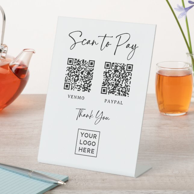 Signe De Table Deux façons de payer | Code QR scannable de script (In SItu)