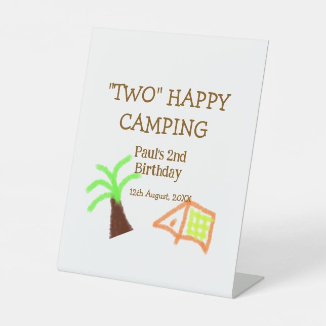 Signe De Table Deux heureux camping 2ème anniversaire arbre camp  (Recto)