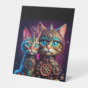 Signe De Table Deux Pots de chatons Steampunk