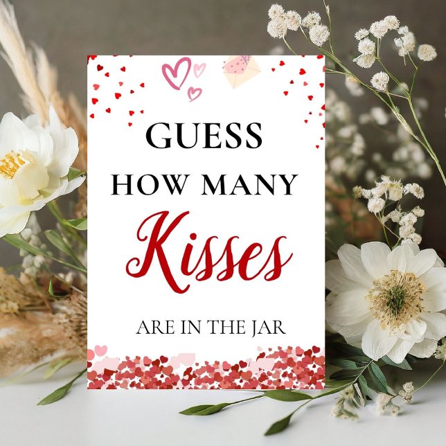Signe De Table Devinez combien de baisers valentine Fête des mari (Créateur téléchargé)