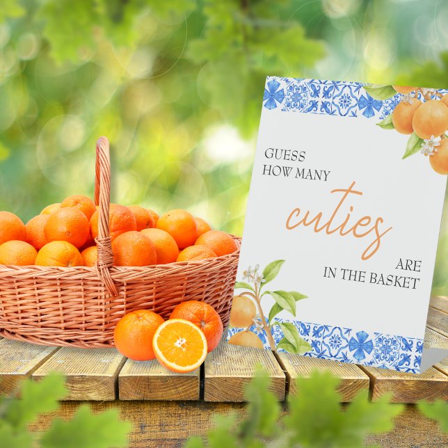Signe De Table Devinez combien de villes | Jeu Baby shower (Guess How Many Cuties are in the basket - baby shower guessing game)