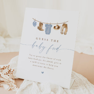 Signe De Table Devinez la Nourriture pour Bébé Baby Shower Cowboy