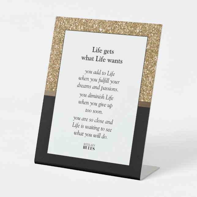 Signe De Table Devis motivationnel Luxe Gold Parties scintillant  (Recto)