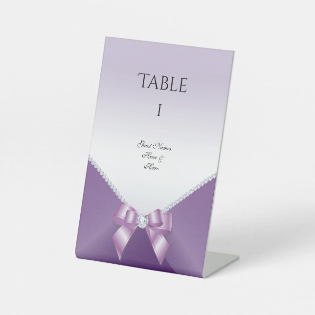 Signe De Table Diamants romantiques et Bow Anniversaire Numéro de (Recto)