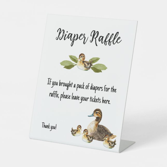 Signe De Table Diaper Raffle Duck Baby Shower Sign (Recto)