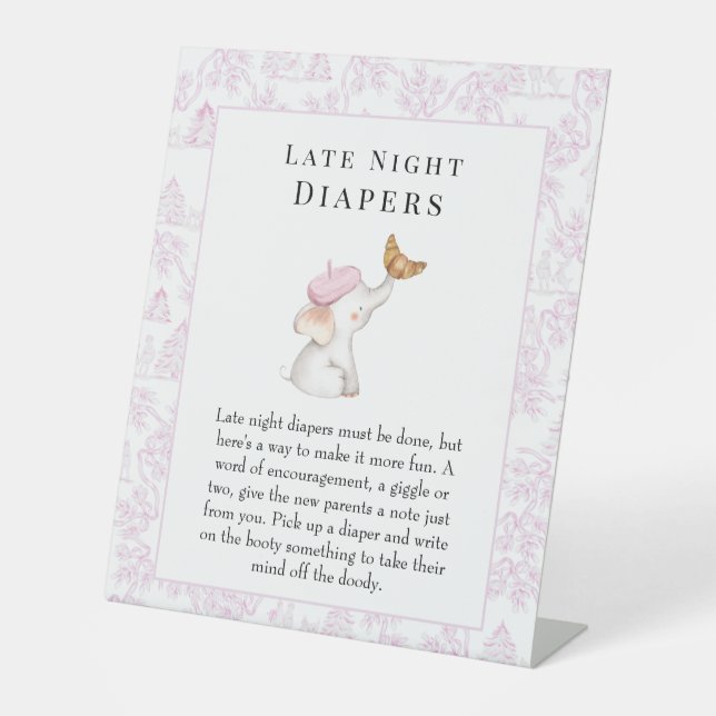 Signe De Table Diapeurs de nuit Baby shower Fille Française (Recto)