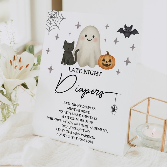 Signe De Table Diapositives nocturnes du Baby shower d'Halloween (Créateur téléchargé)