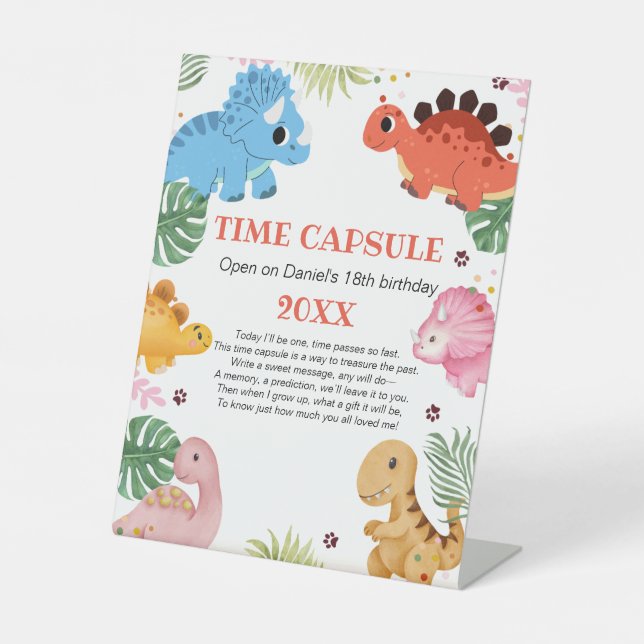 Signe De Table Dino Party Dinosaur Anniversaire fête heure Capsul (Recto)