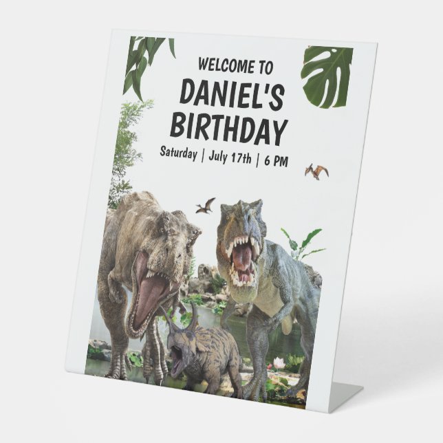 Signe De Table Dinosaur invitation anniversaire Dino T-Rex annive (Recto)