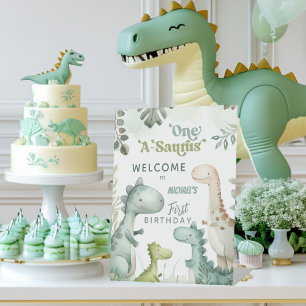 Signe De Table Dinosaur One-A-Saurus Boy 1er anniversaire Bienven