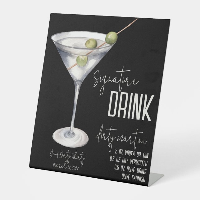 Signe De Table Dirty Thirty, Dirty Martini Signature Boisson Menu (Recto)
